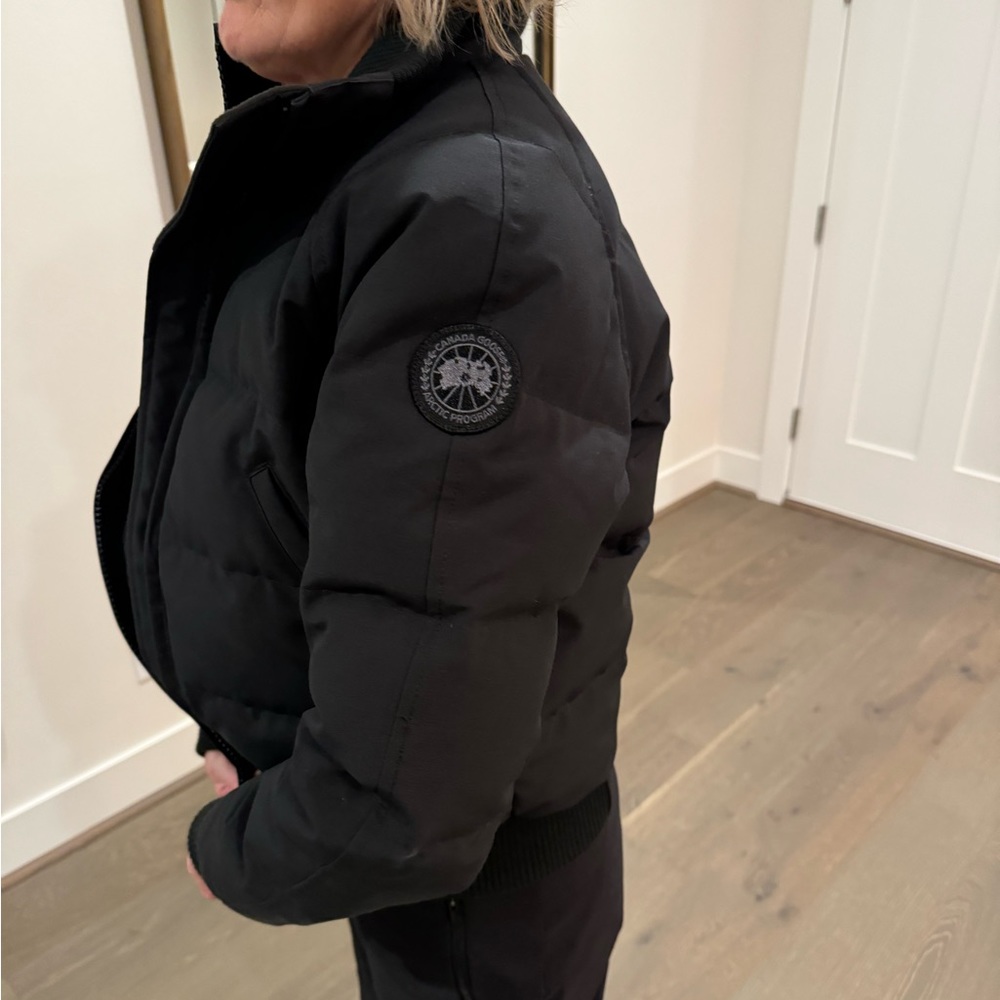 Black Canada Goose bomber jacket, size XS.